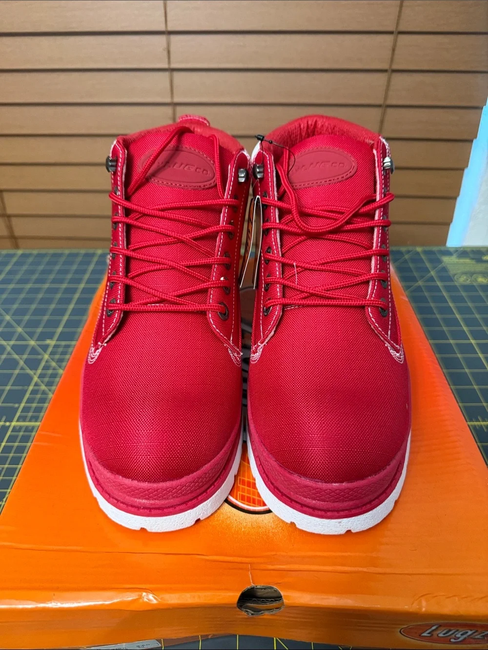Lugz Red Canvas High-Top Boots - Picture 2 of 6